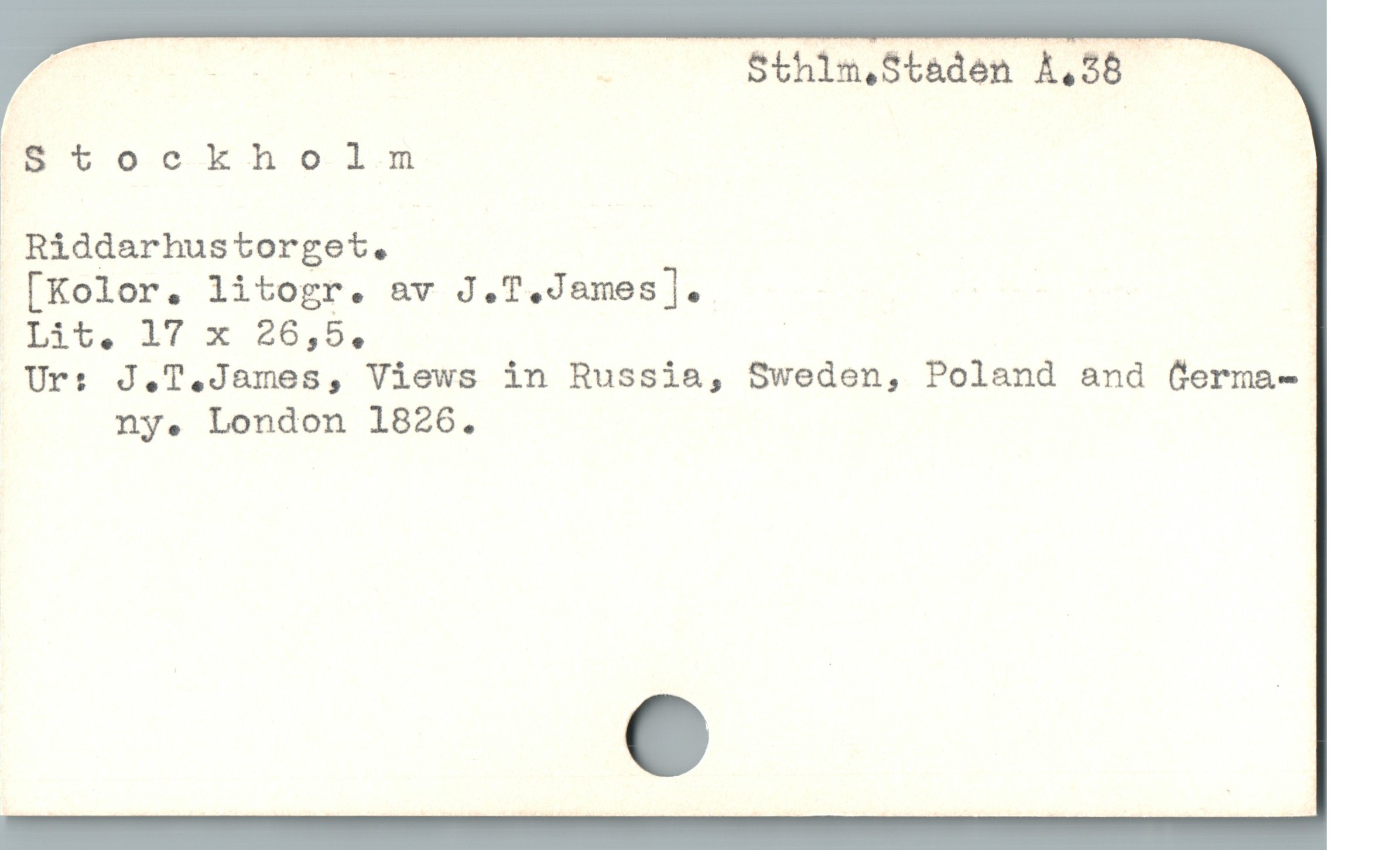  » TT . . Sthim,Staden À.58 — —
EE Tockholm
 Riddarhustorget. 1
[Kolor. litogr. av J.T.James].
Di te dT x* 26,5. |
Ur: J. T.James, Views in Russia, Sweden, Poland and (terma-
ny. London 1826.

