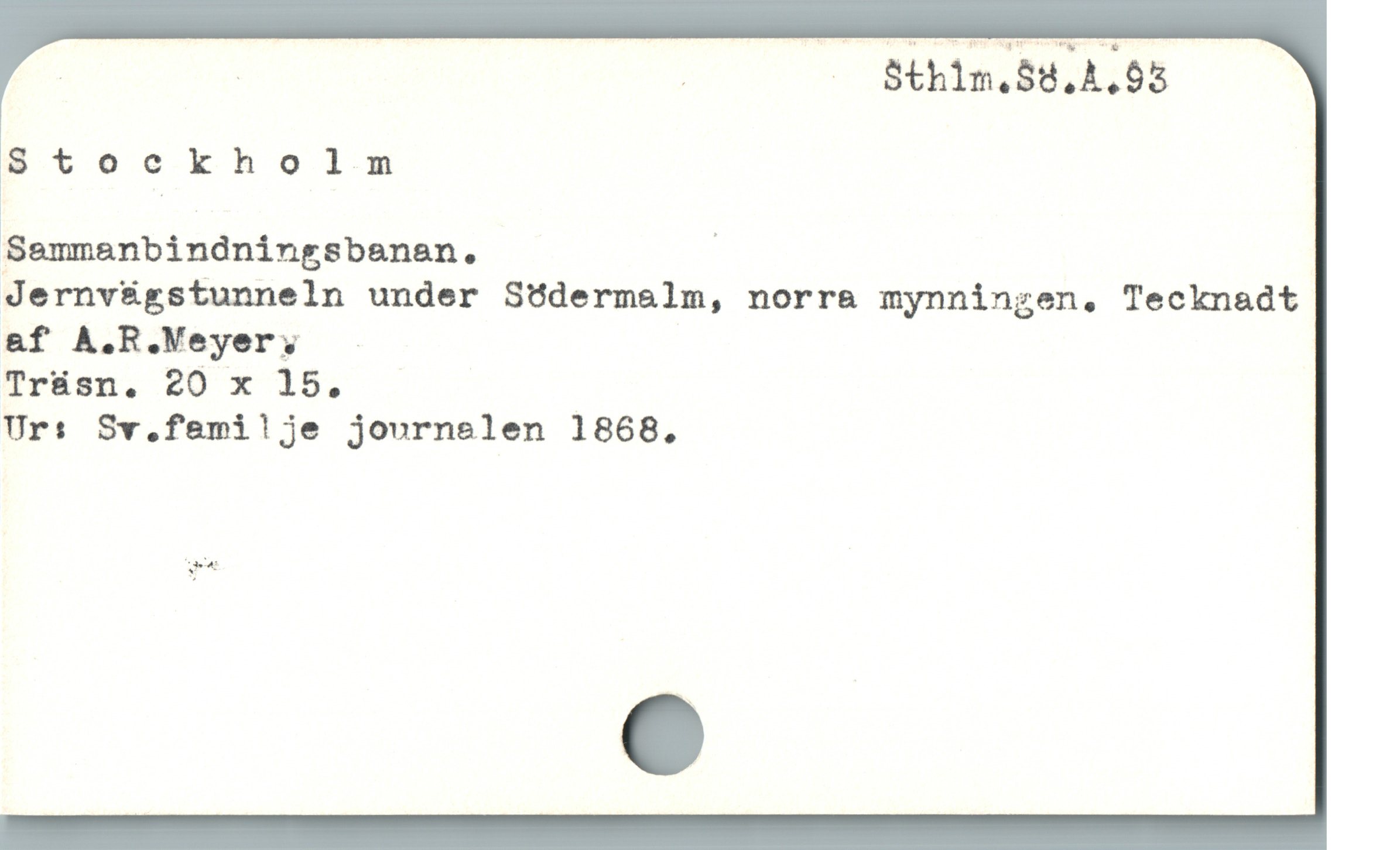  | _ | — Sthin.$8,4,65
8tocokholm
Semmanbindningsbanen. |
Jernvügstunneln under SÜdermalm, norra mynningen. Tecknadt
&f A.R.Meyer, -
Tr&sn. 20 x 15.
Urs Sv.fami!je journslen 1868,

