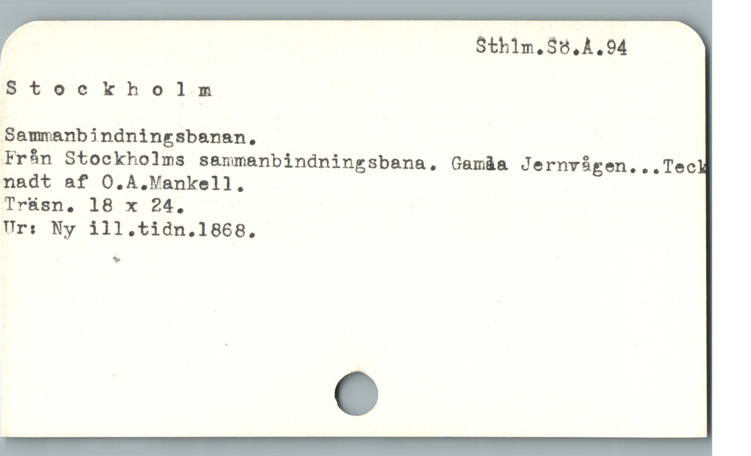  Sthim.Sdö.A.94
Stockholm
Sammanbindningsbenan,
Frhn Stockholms sammanbindningsbana, Gamüa Jernvógen...Tec
nadt af O.A.Mankell.
E
