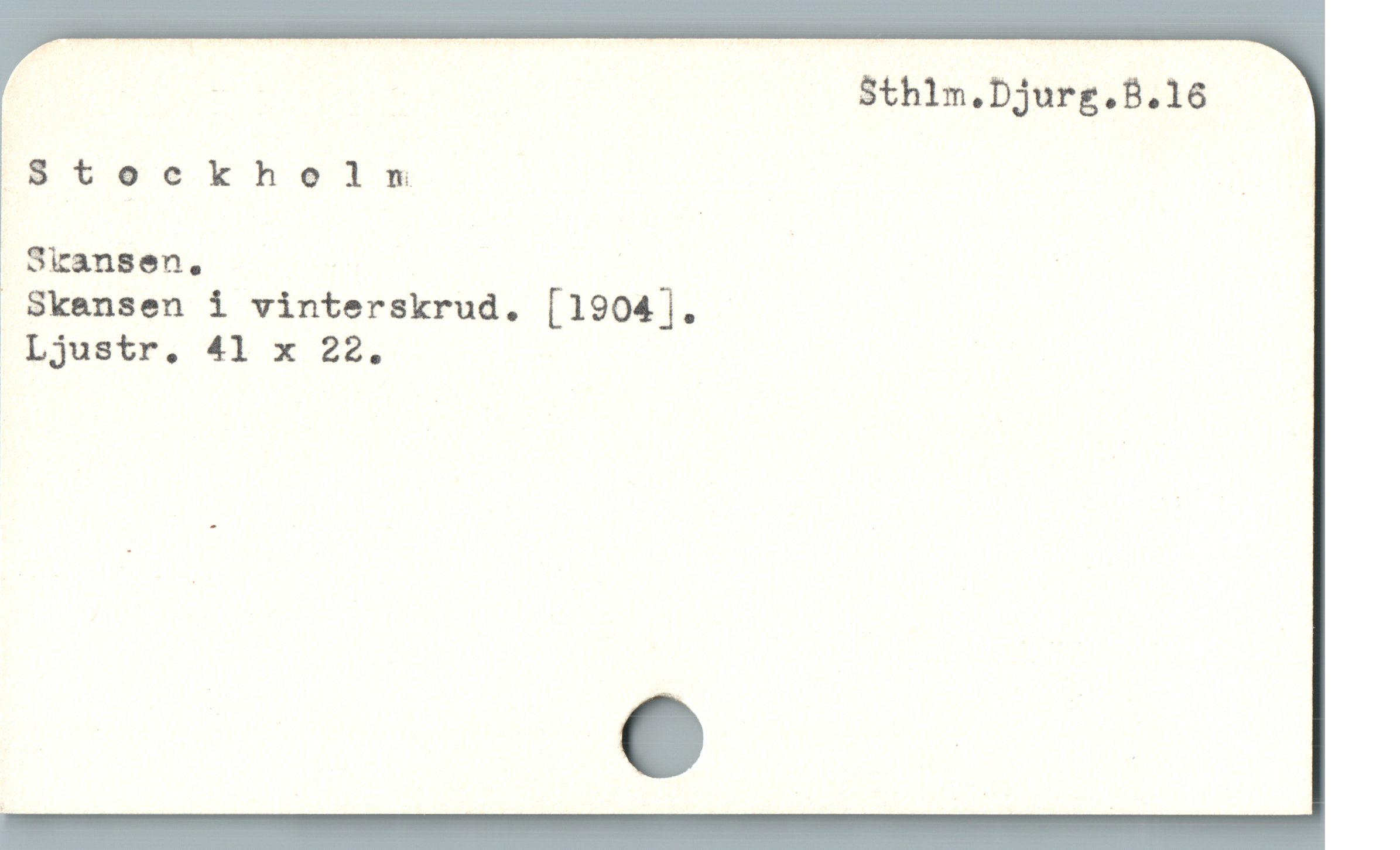  : Sthlm.Djurg.B8.16
Stoeoeckheln ]
Skansen, |
' Skansen i vinterskrud. [1904].
Ljustr. 41 x 22.
