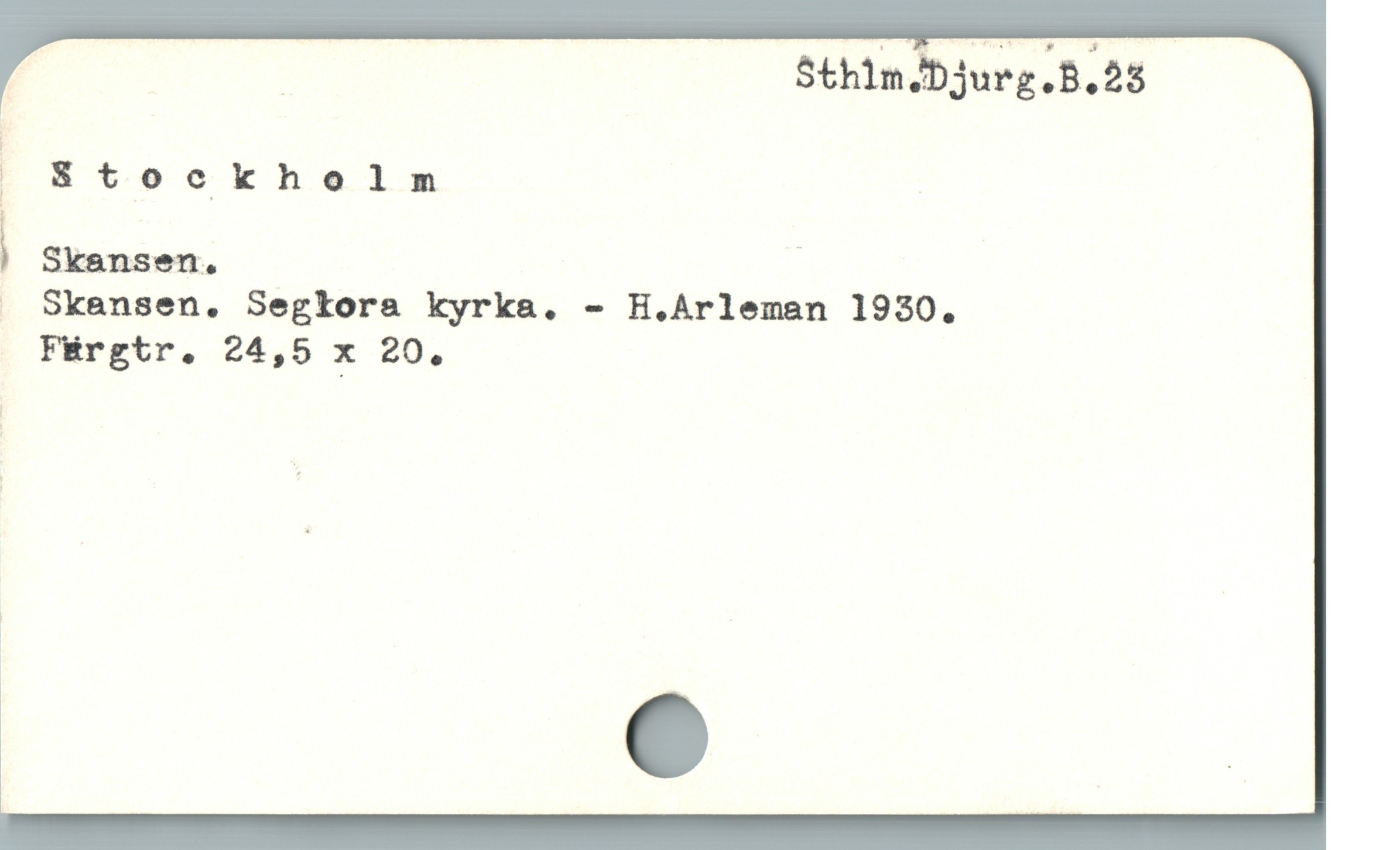  | Sthim.HDjurg.B.23
|
% Stockhelm
. Skaensen, Segkora kyrka. - H.Arleman 1930.
FErgtr. 24,5 x 20.,
