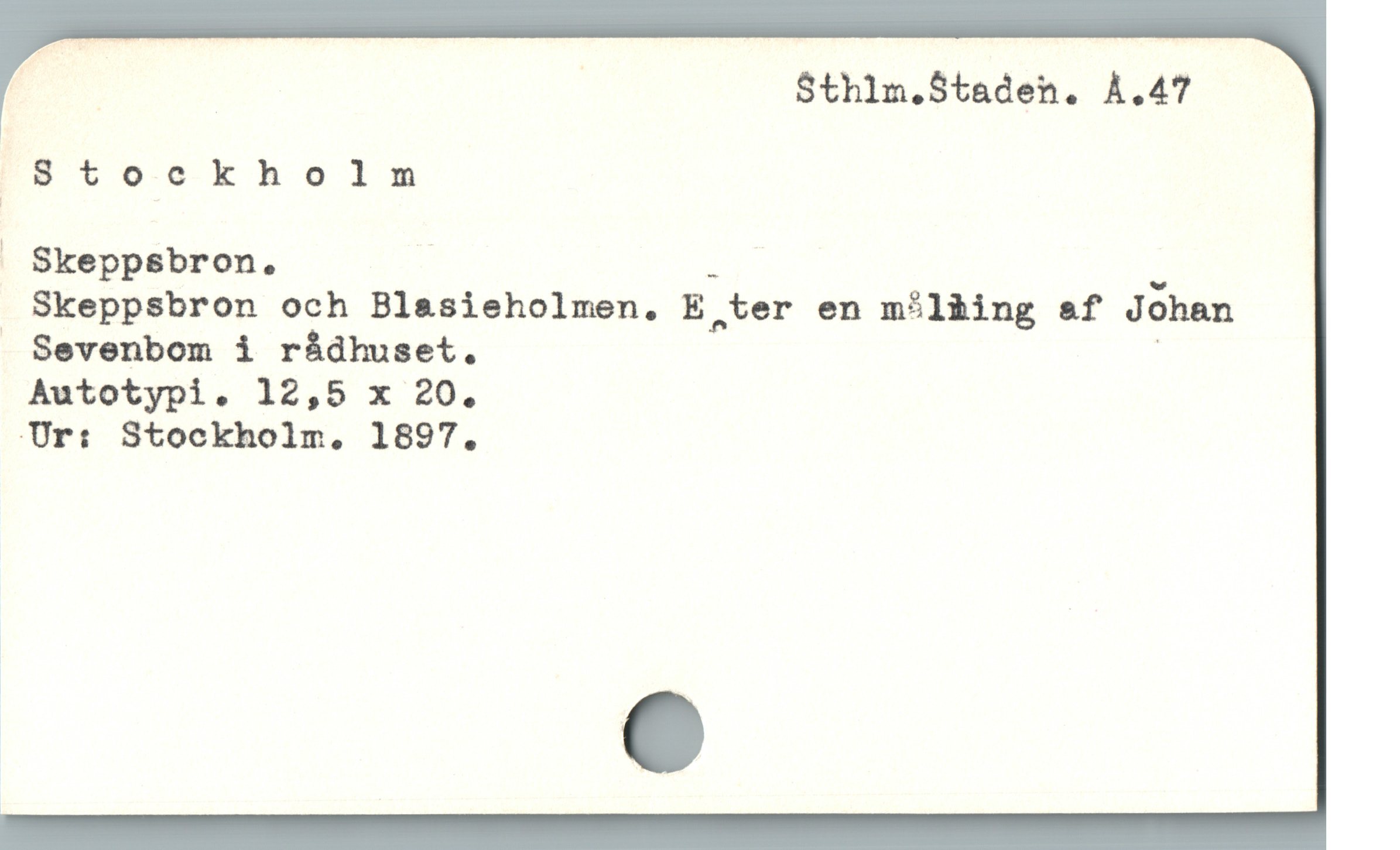  | Sthlm.$taden. À.47

S8t ockholm

. Skeppsbron. | : 2
Skeppsbron och Blasieholmen. E ter en m5làiing &f Johan

. Sevenbom i rádhuset. |
Autotypi. 12,5 x 20.

Ur: Stockholm. 1897.
