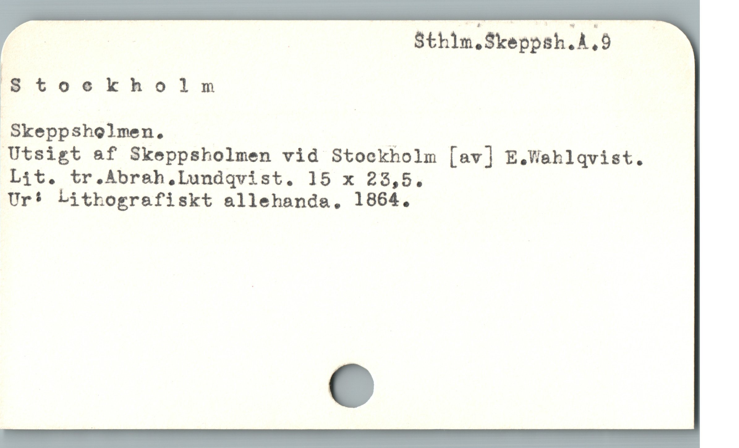  . | S$thlm.Skeppsh.i,9 ——
8t0ekholnm
Skeppshelmen,
Utsigt &f Skeppsholmen vid Stockholm [av] E.Wehlqvist.
Lit. tr Abrah . Lundqvist. 15 x 23,5.
Ur* Lithogrefiskt &allehanda, 1864,
