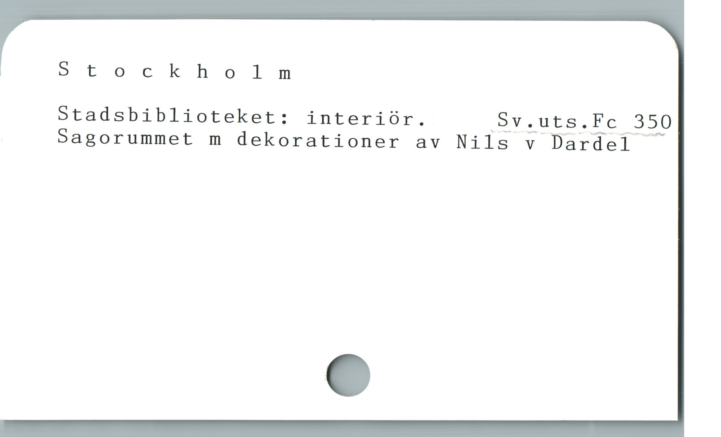  Stockholm
Stadsbiblioteket: interiór. sgv;pp$,£c032p
Sagorummet m dekorationer av Nils v Dardel

