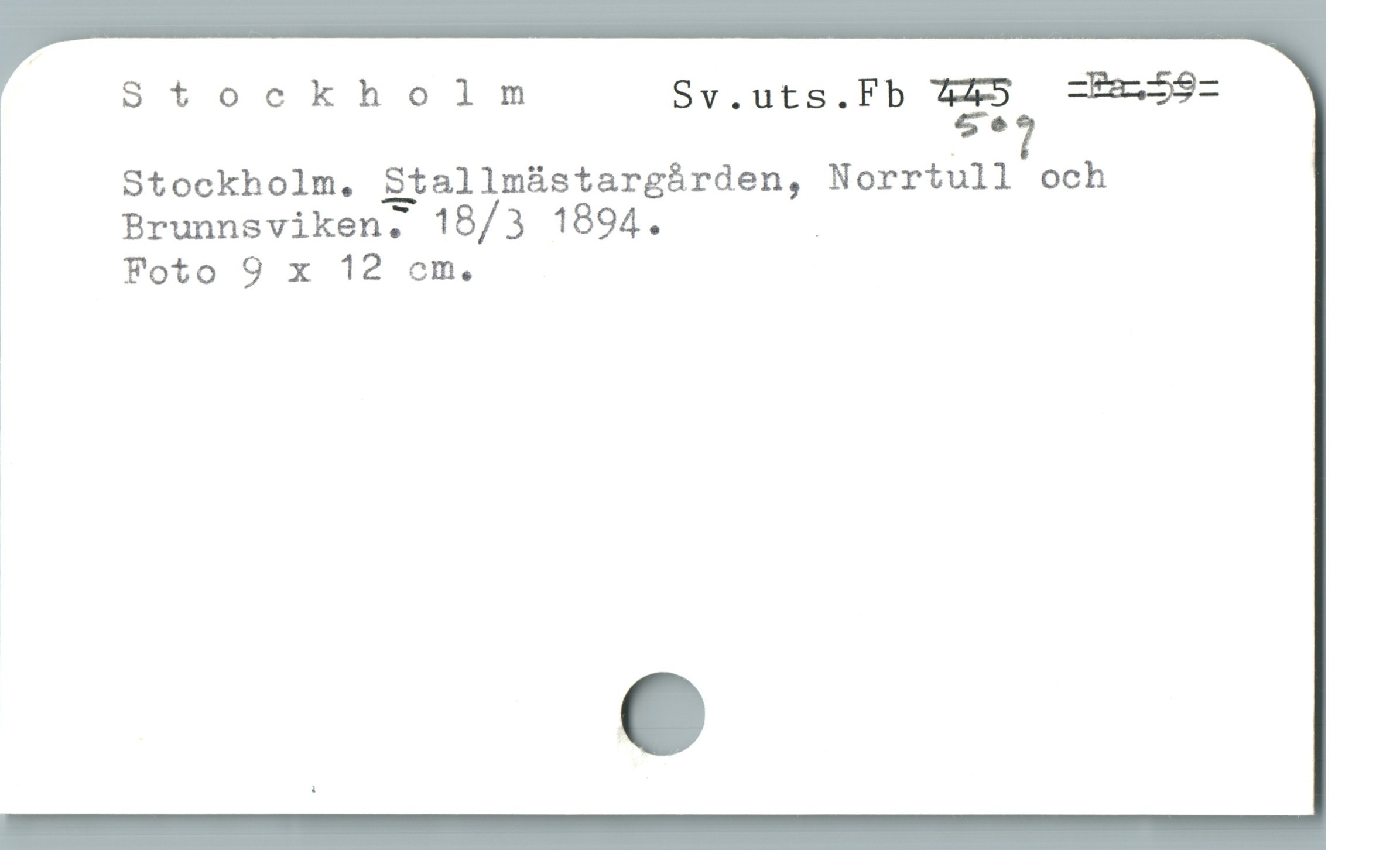  Stockholm Sv.uts.Fb 445 55
5e9
Stockholm. Stallmästargården, Norrtull och
Brunnsviken; 18/3 1894. |
