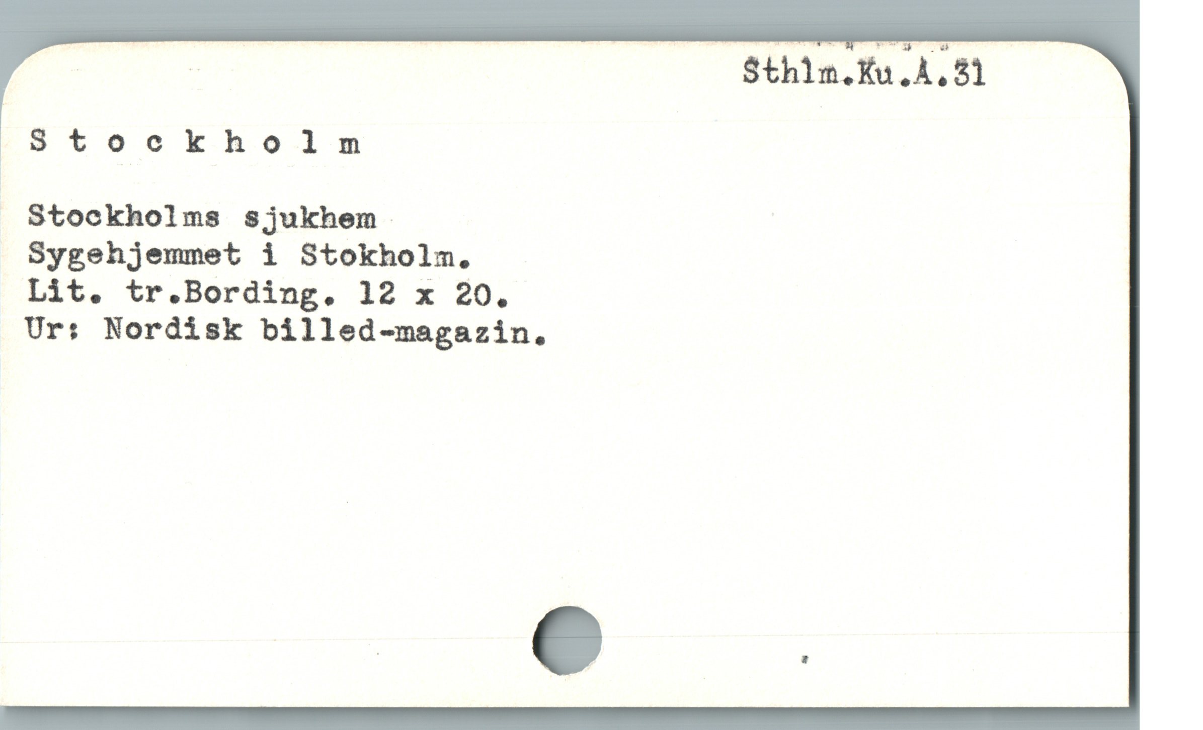  R | — Sthin.Ku.A,81
Stockholm
1 Stockholms sjukhem.
Sygehjemmet i Stokholm.
Ur: Nordisk billed-magazin.
