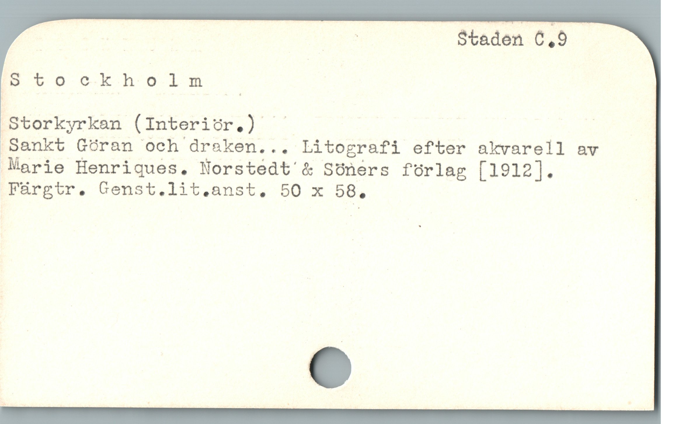  | E ER $taden 6,9 -
IStockholm -
Storkyrken (Interiór.) ” |
.Sankt Góran och drsken... Litografi efter akvarell av
Marie Henriques. Norstedt' & Sóners forlag [1912].
F&rgtr, Genst.lit.anst, 50 x 58, .
