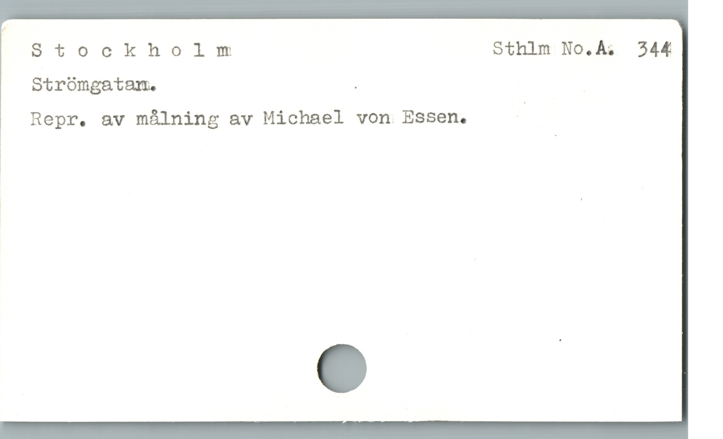  Stockholm Sthlm No.À; 344
Strómgatam. .
Repr. av málning av Michael von Essen. |

i '
