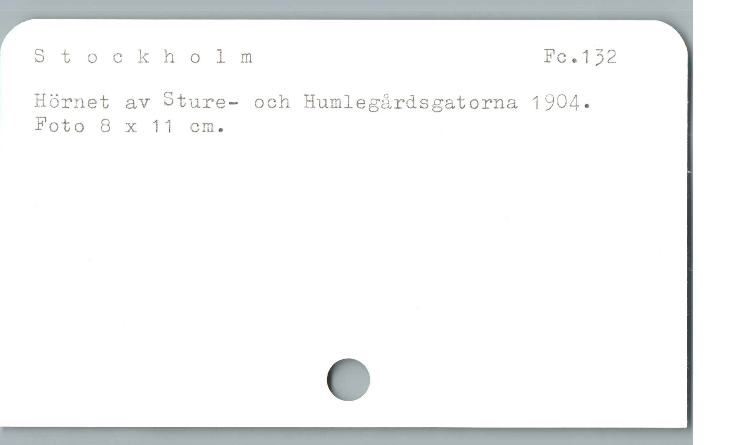  D t ockholm Fo,152
Hórnet av 9ture- och Humlegárdsgatorna 1904.
Foto 8 x 11 em.

