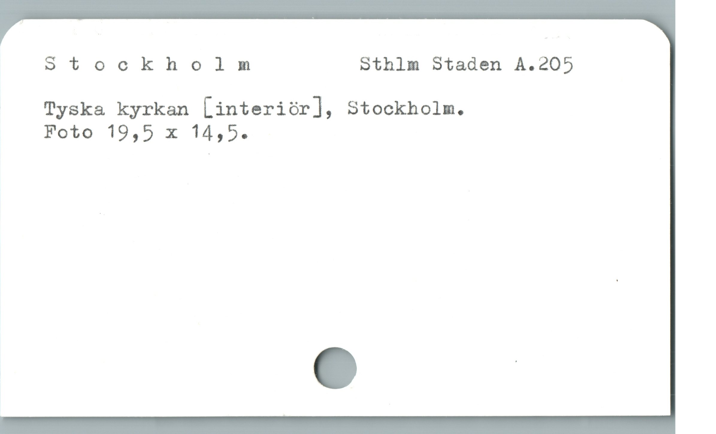  Stockholm Sthlm Staden A.205
| Tyska kyrkan [interiör], Stockholm.
Foto 19,5 x 14,5.
