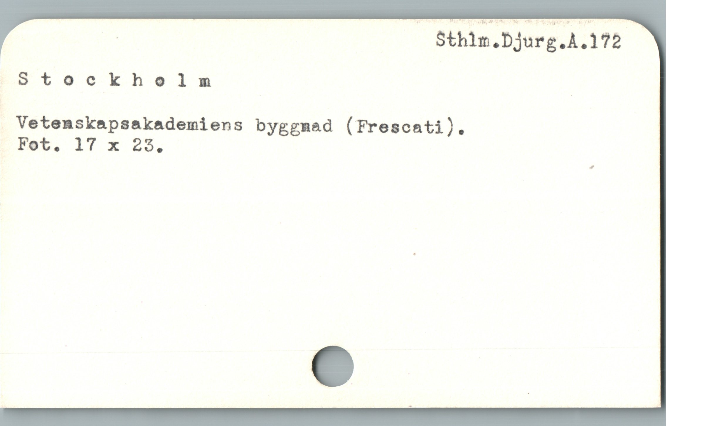  m Sthim.Djurg.A.172
^ $5*0 ckholm
Vetenskapsakademiens byggmad (Frescati).
PFat. IT x B.
