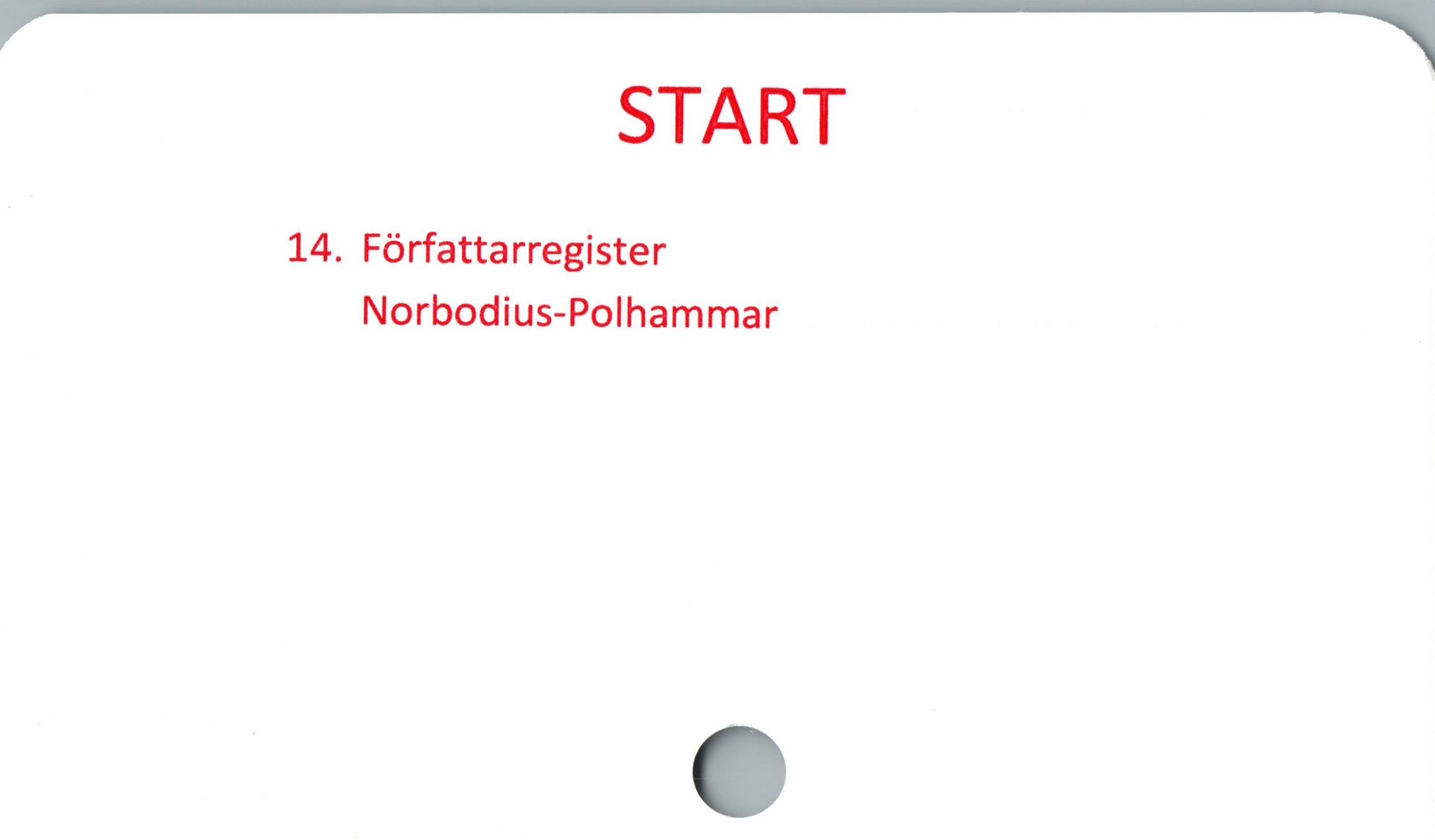 ﻿START

1

14. Författarregister

Norbodius-Polhammar