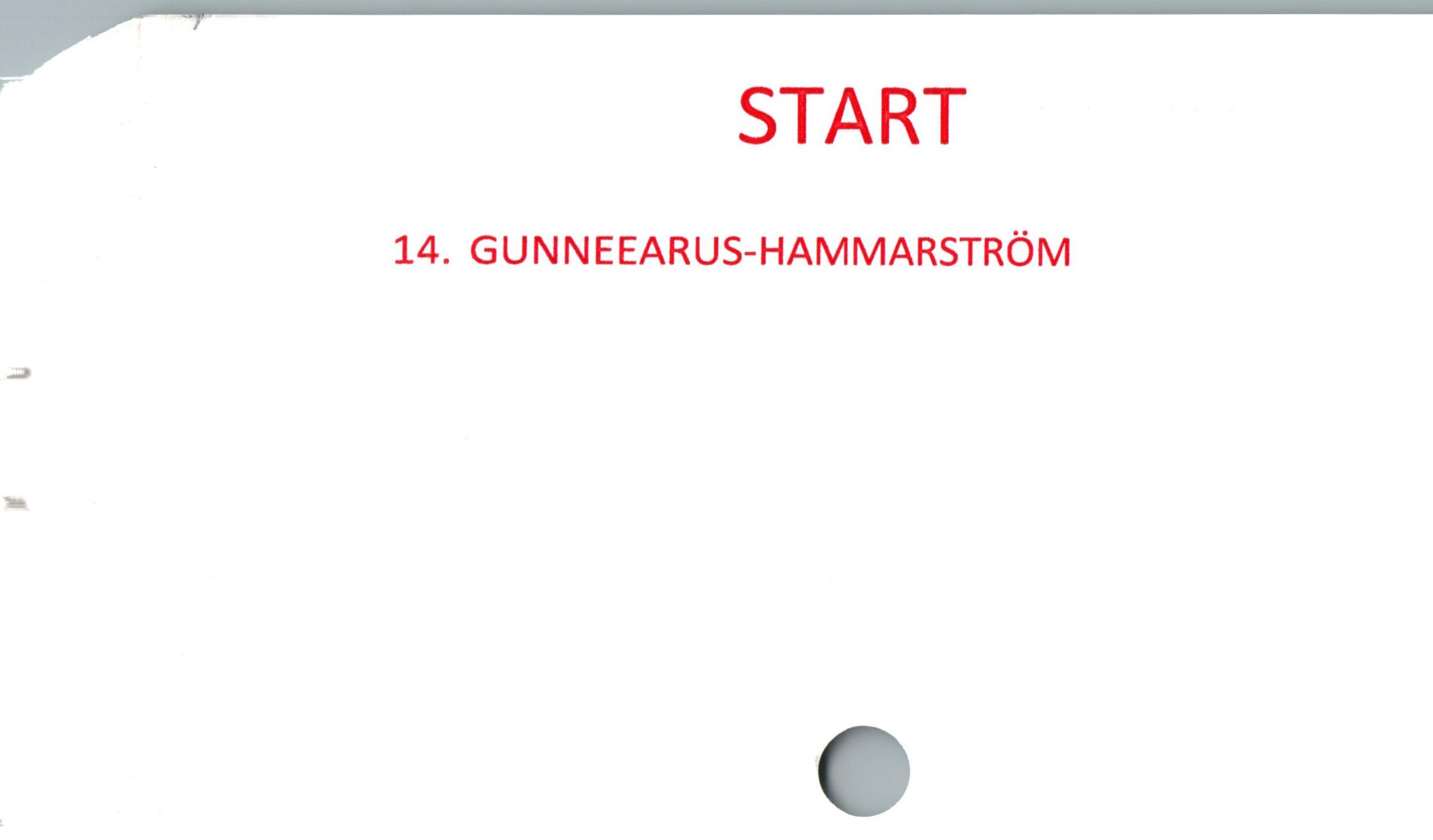 GUNNEEARUS-HAMMARSTRÖM ﻿START

14. GUNNEEARUS-HAMMARSTRÖM